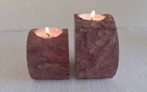 Pine log rustic bark tealight candle holder 2 piece - Image 5