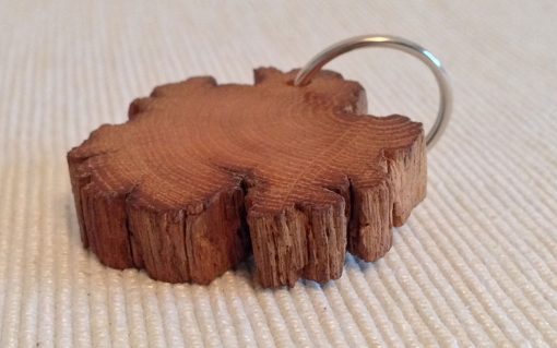 Oak keyring rustic round rough edge