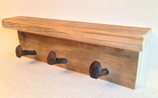 Pine scaffold board rustic coat rack with shelf