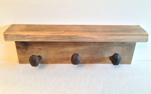 Pine scaffold board rustic coat rack with shelf - Image 2