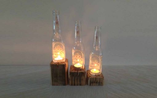 Sol beer bottle tealight candle holder 3 piece - Image 3