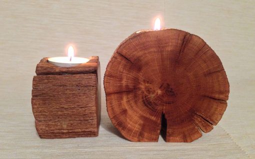 Oak log rustic tealight candle holder 2 piece - Image 3