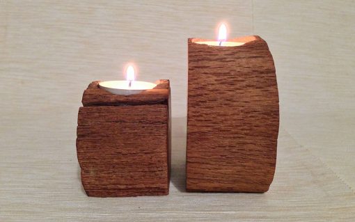 Oak log rustic tealight candle holder 2 piece - Image 4