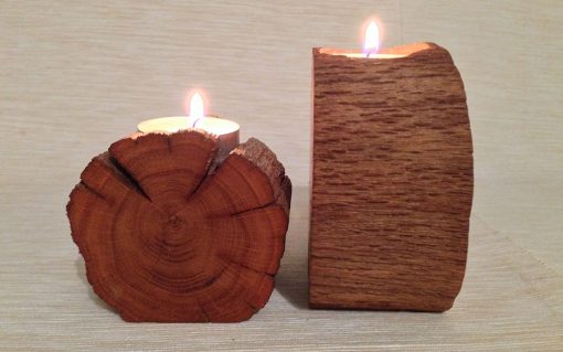 Oak log rustic tealight candle holder 2 piece - Image 5