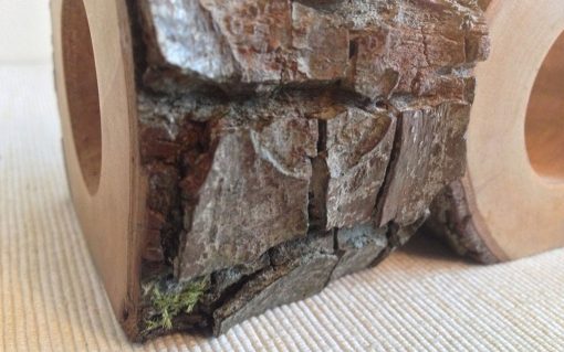 Hardwood log rustic bark hollow centre tealight candle holder 2 piece - Image 6