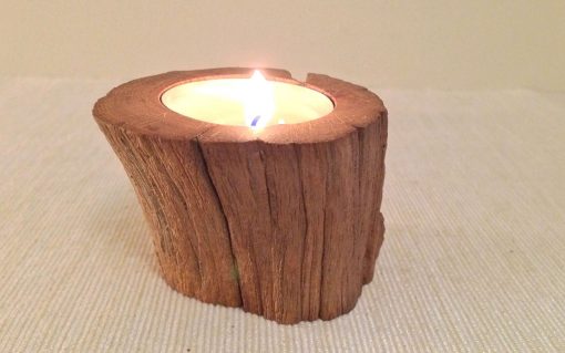 Oak pillar tealight candle holder rustic wood 1 piece - Image 2