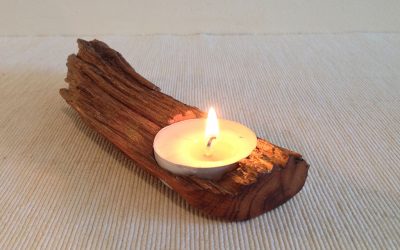 Oak driftwood 1 tealight candle holder