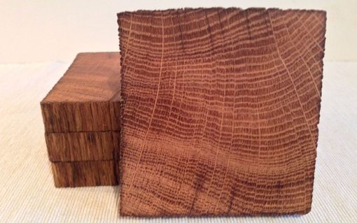 Oak coaster set rustic edge 4 piece