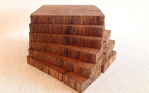 Oak drink coaster set rustic edge 6 piece - Image 2