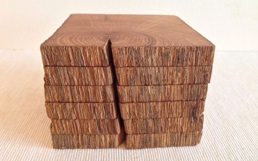 Oak drink coaster set rustic edge 6 piece - Image 3