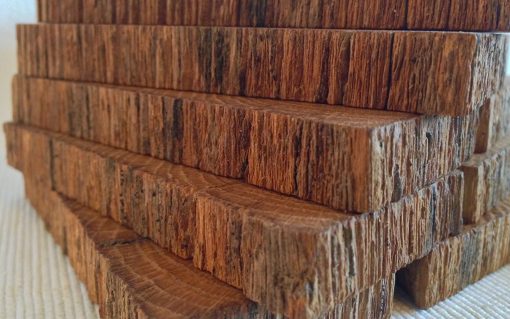 Oak drink coaster set rustic edge 6 piece - Image 4