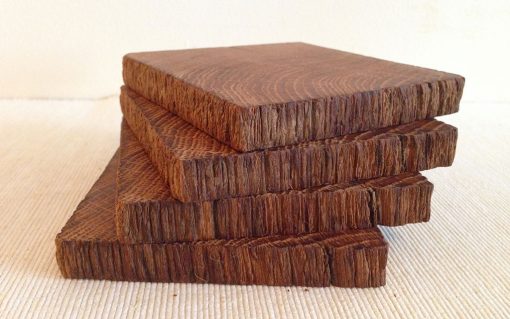 Oak drink coaster set rustic edge 4 piece - Image 2
