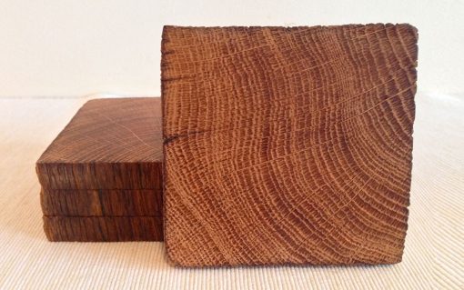 Oak drink coaster set rustic edge 4 piece