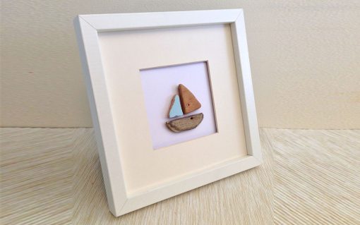 Beach/boat scene 8" square photo frame