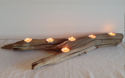 Oak driftwood 6 tealight candle holder