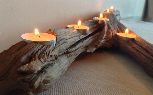 Oak driftwood 6 tealight candle holder - Image 4