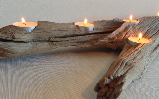 Oak driftwood 6 tealight candle holder - Image 2