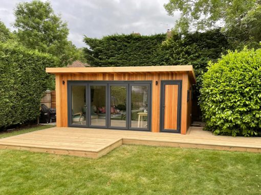 Treated redwood timber decking