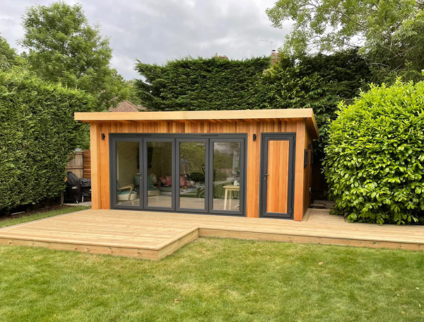 Treated redwood timber decking